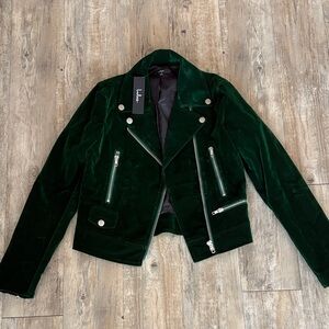 Lulu's Deep Green Velvet Leather Jacket
